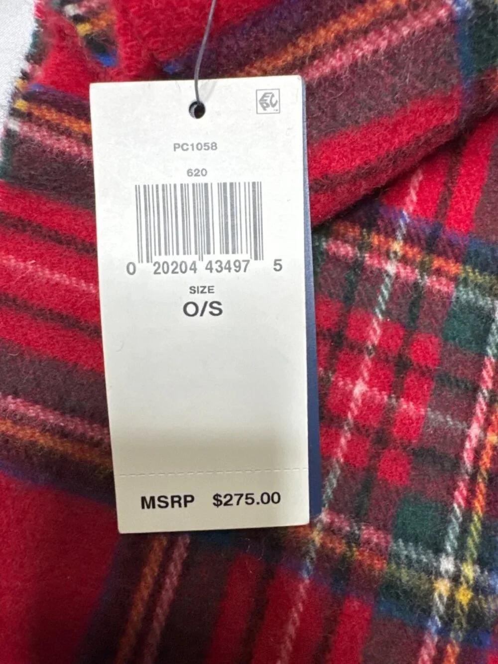 NWT Polo Ralph Lauren Cashmere Tartan Plaid Scarf Royal Stew Size One Size (3QTY
